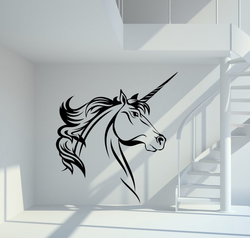 37040 Einhorn Kopf Wandtattoo
